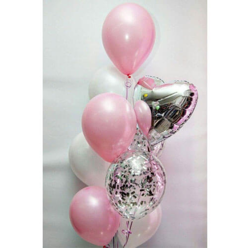 Party Balloon Pink With White Latex Balloon Bunch
