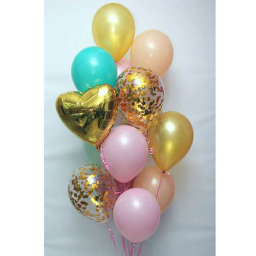 Party Balloons Colorful Latex With Golden Confetti Balloon Bunch