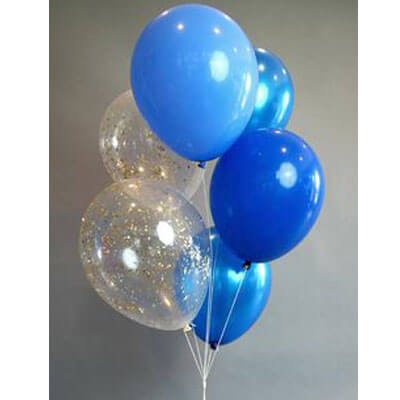 Party Balloons Blue Latex With Glitter Balloon Bunch