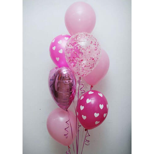 Party Balloons Pink Confetti Balloon With Pink Heart 