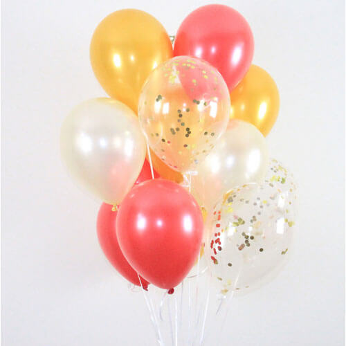Party Balloons Colorful Latex With Gold Confetti Balloons Bunch