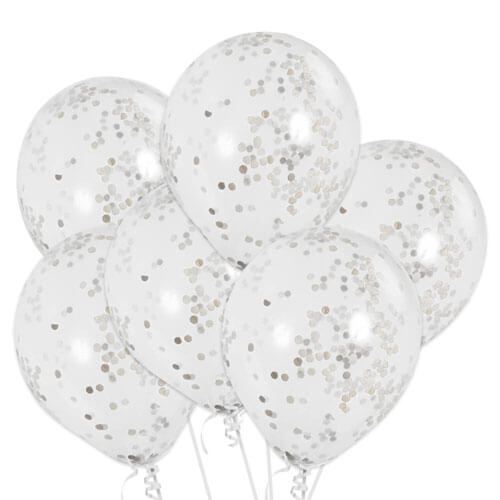 Party Balloons  Silver Confetti Balloon Bunch