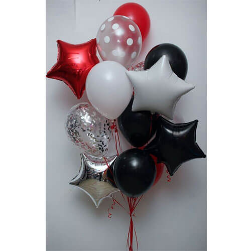 Party Balloons Red &amp; Black Balloon Bunch