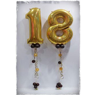 Party Balloons 18th Gold Number Bunch