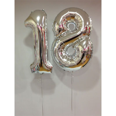 Party Balloons 18th Silver Number Bunch