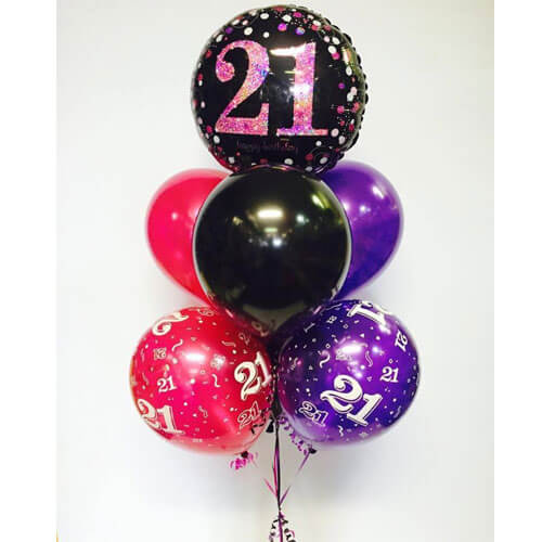Party Balloon 21st Pink Prismatic Balloon Bouquuet