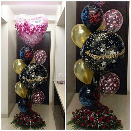 Party Balloons Mom Birthday Bouquet With Rose Balloons Bouquet