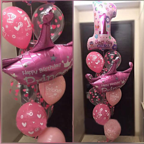 Party 1st Birthday Girl Helium Balloons Bouquet