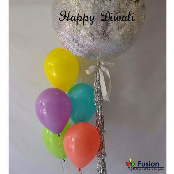 Diwali Glitter Balloon With Color Balloons Bunch