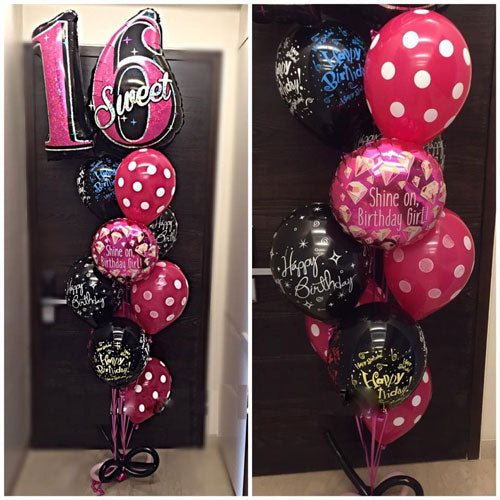 Party Balloons Sweet Sixteen Birthday Bouquet