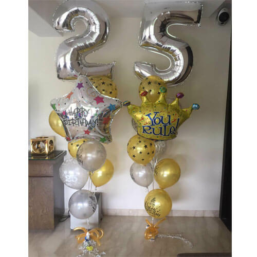 Party Balloon 25th Birthday Helium Balloons Bouquet