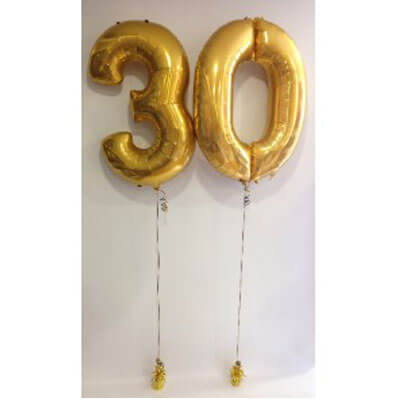 Party Balloon Gold No. 30th Balloon Bunch
