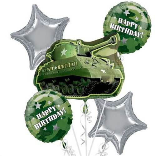 Army Tank Birthday Balloon Bunch