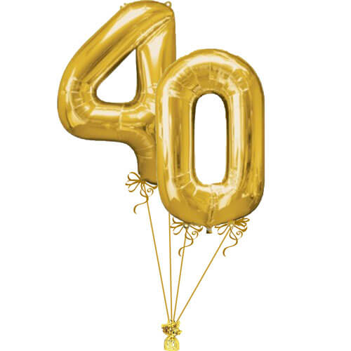 Party Balloon Gold No. 40th Balloons Bunch