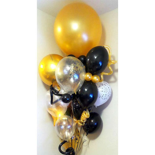 Party Balloons Gold And Black Latex Balloon Bunch