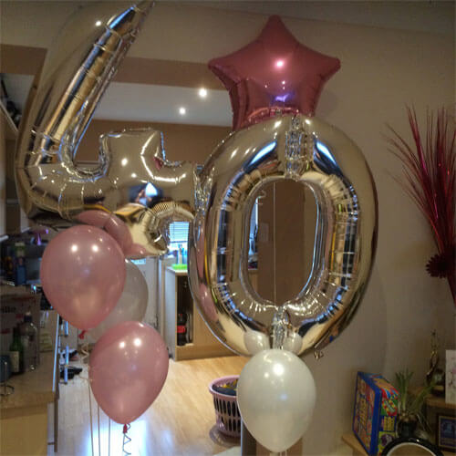 Party Balloon 40th Silver Number Balloon Bunch