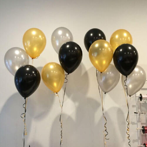 Party Balloons Black, Gold &amp; Silver Latex Balloons