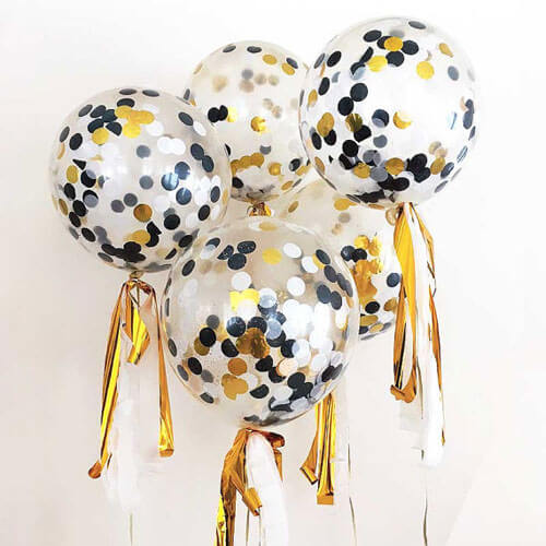 Party Balloons Black &amp; Gold Confetti Balloon