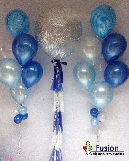 Silver Glitter Balloon With Balloon Bunch