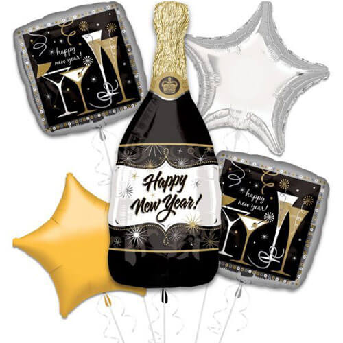 Party Balloons New Year Bubble Bottle Balloon Bunch