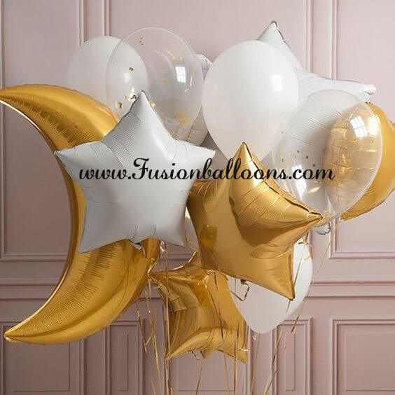 Party Balloons Gold Crescent Decorations Balloon Bunch