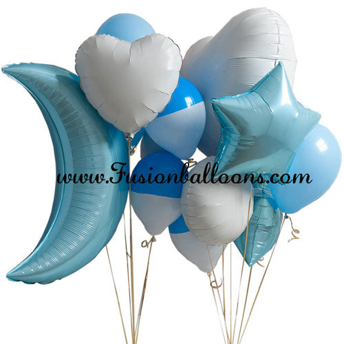 Party Balloons Blue Crescent Moon Balloon Bunch
