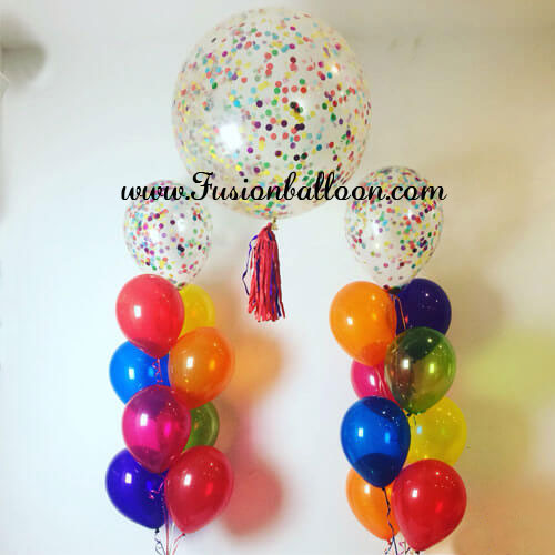 Confetti Balloons With Colorful Latex Balloon Bunch