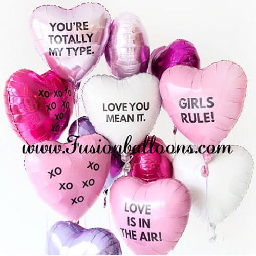 Party Balloons Personalized Hearts Foil Balloons Bunch