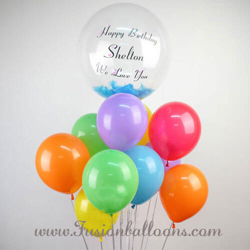 Feather Confetti Balloon Bunch