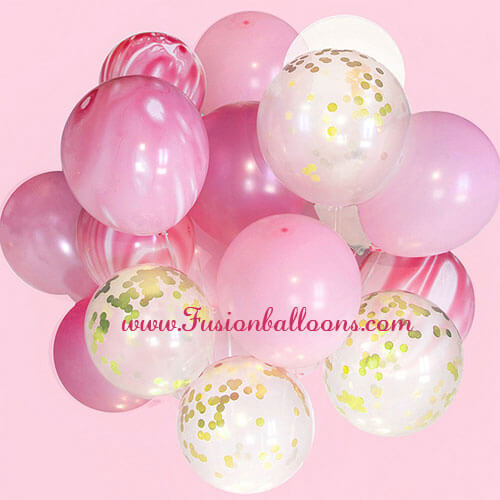 Party Balloon Pink Latex With Confetti Balloons Bunch