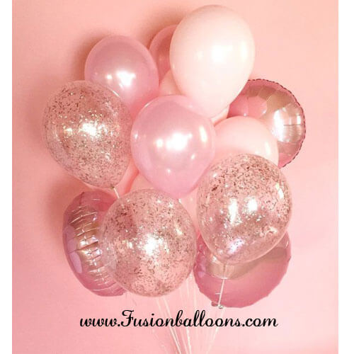 Glitter Copper Color Balloon Bunch
