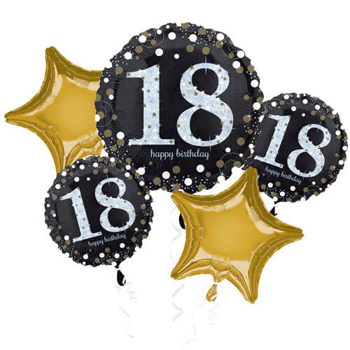 Party Balloons 18th Birthday Prismatic Balloon Bunch