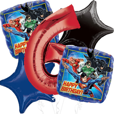 6th Birthday Justice League Balloon Bunch