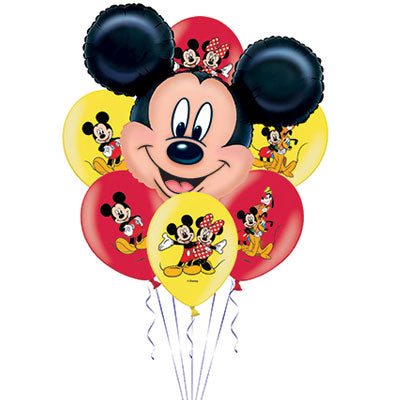 Balloons Party Celebrate Mickey Face With Mickey &amp; Minnie Latex Balloon Bunch