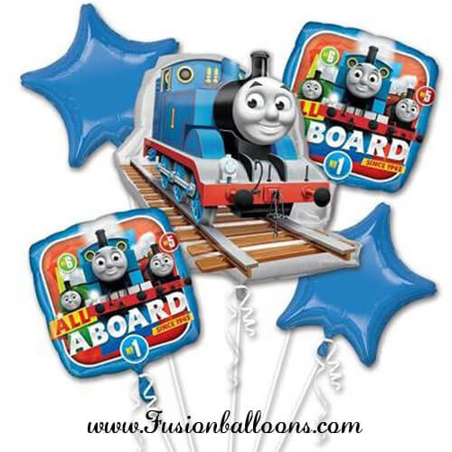Balloons Party Celebrate All Aboard Thomas Birthday Balloon Bunch