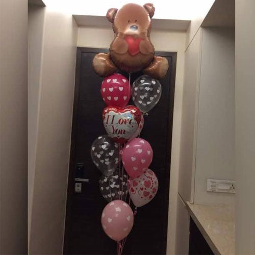 Party Balloons Love You Teddy Bear Balloon Bunch