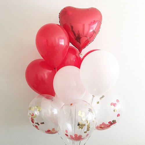 Party Balloon Heart With Confetti Balloon Bunch