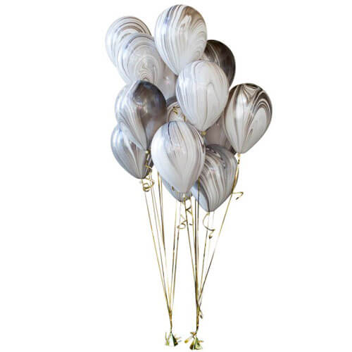 Party Balloons Black Marble Print Balloon Bunch