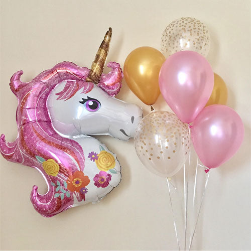 Unicorn Balloon  With Latex Glitter Balloons Bunch