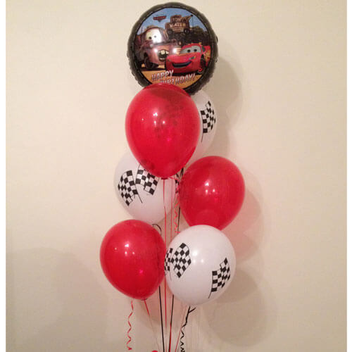 Balloons Party Celebrate McQueen Car With Racing Flag Balloon Bunch