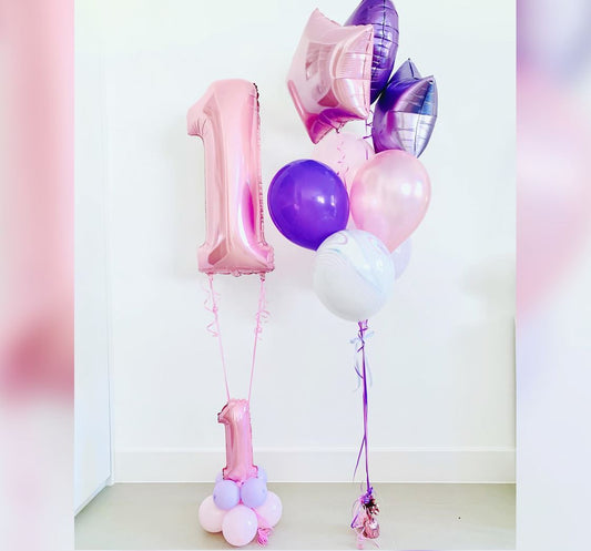 1st Birthday Girl Stars Balloon Bouquet
