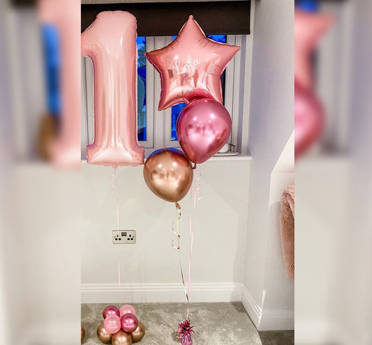 1st Birthday Girl Theme Balloon Bunch