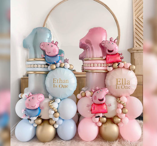 1st Birthday Girl And Boy Peppa Pig Balloon Bouquet