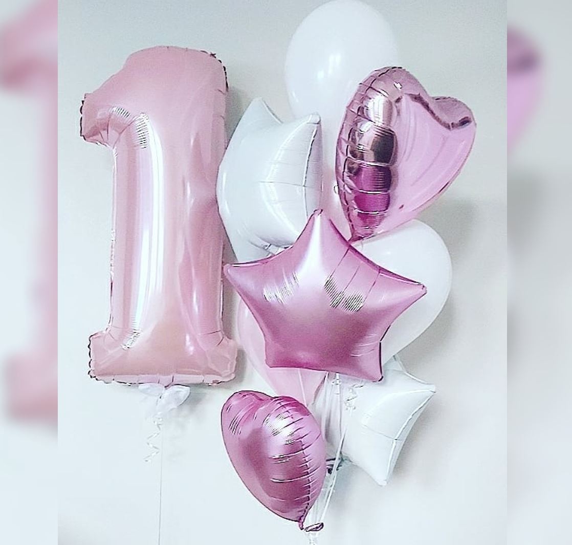 1st Birthday Theme Star & Heart Balloon Bouquet