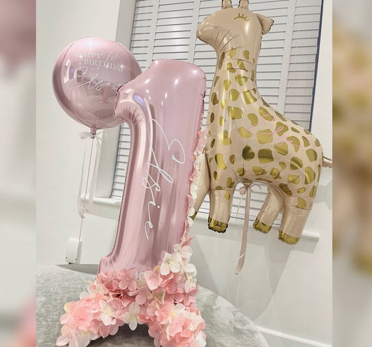 Giraffe Theme 1st Birthday Girk ORBz Balloon Bouquet