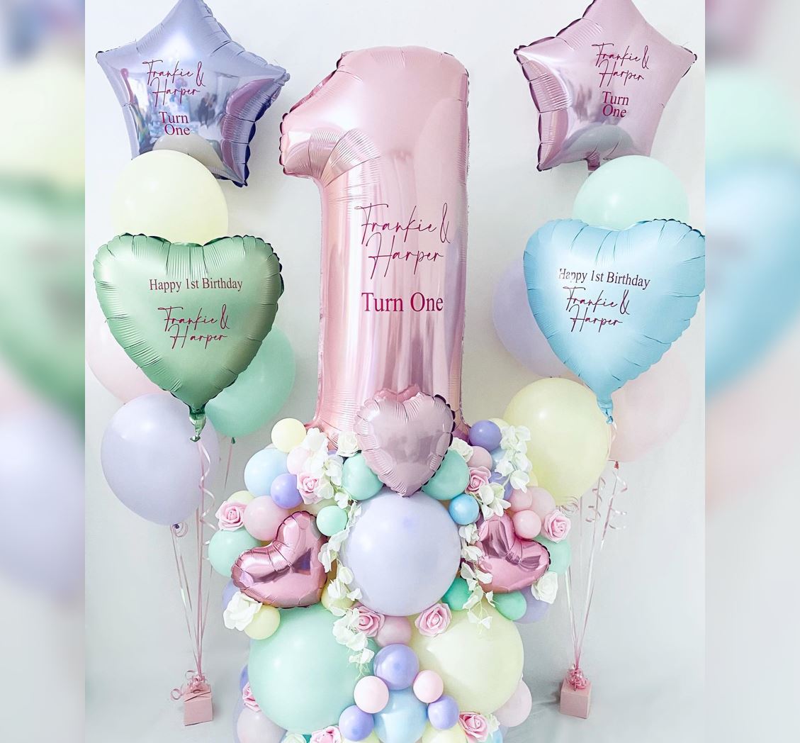 1st Birthday Girl Personalised Cluster Balloon Bouquet