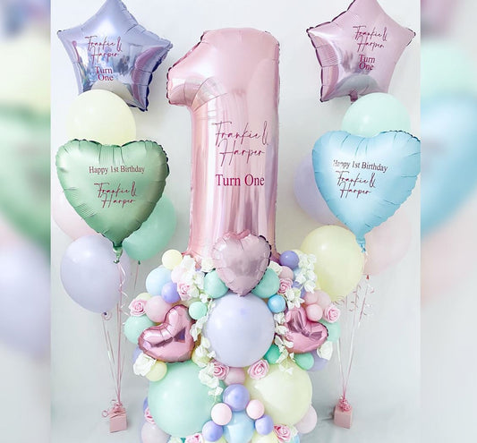 1st Birthday Girl Personalised Cluster Balloon Bouquet