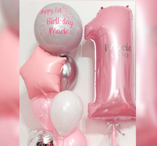 1st Birthday Girl ORBz Theme Balloon Bouquet