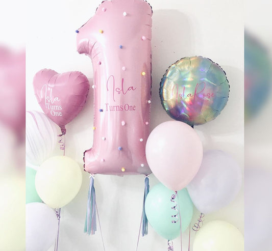1st Birthday Girl Personalised Balloon Bouquet