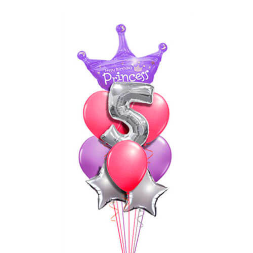 Party Balloon 5th Birthday Princess Balloons Bouquet